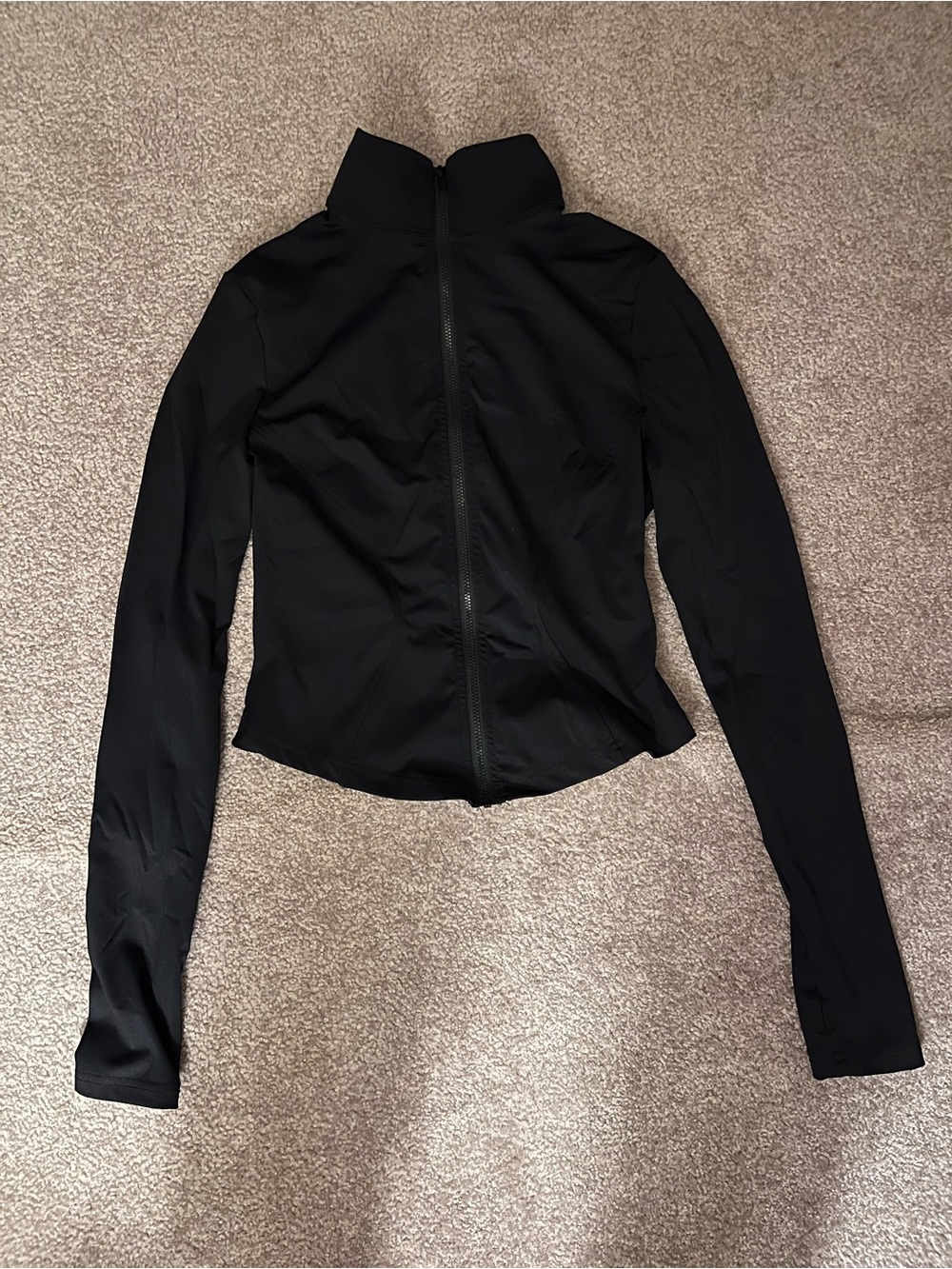 SHEIN Black Fitted Cropped Fit Long Sleeve Zip Up Jacket